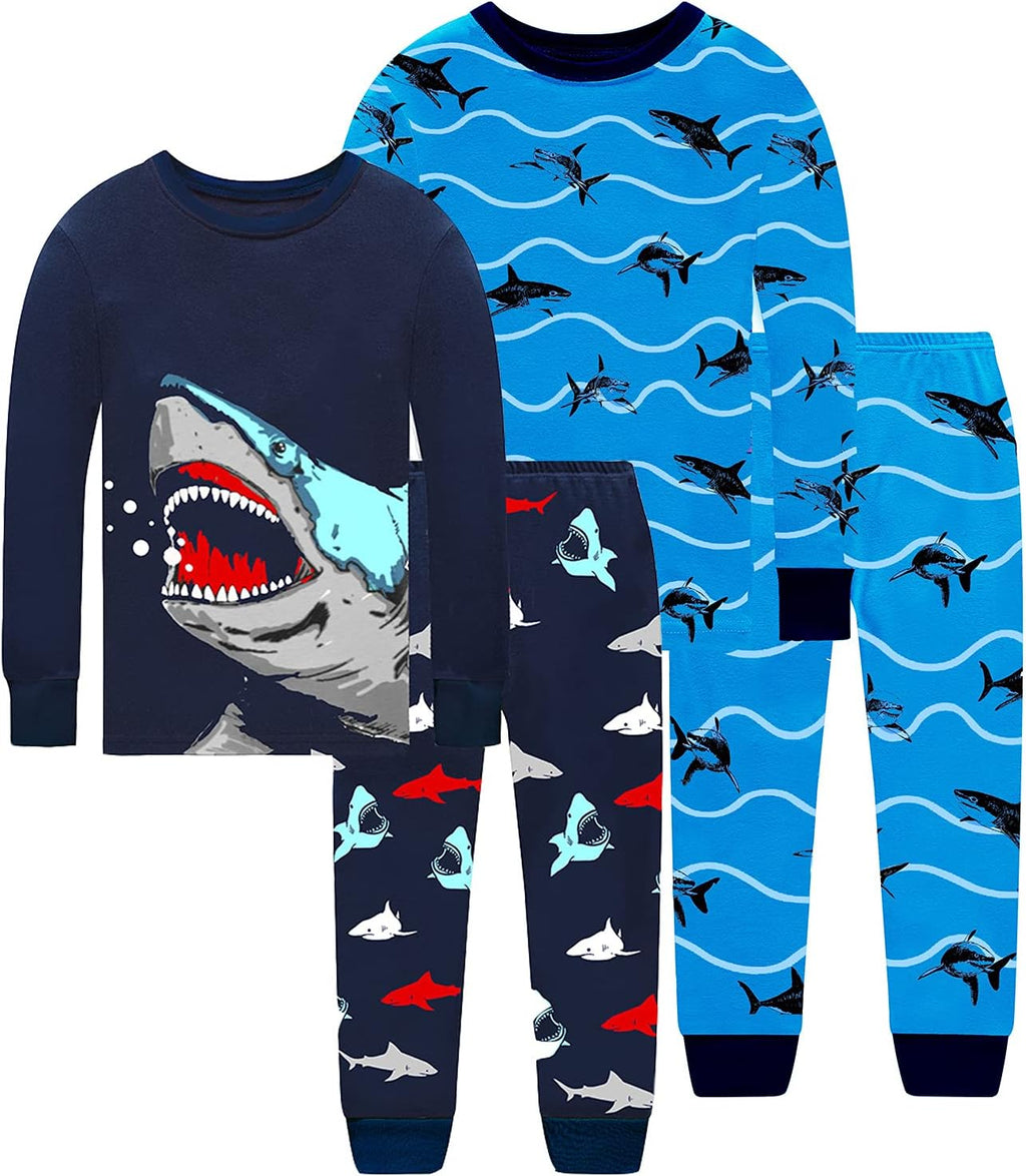 Little Boys Shark Pajamas Softest&Comfiest Pajamas 4 Piece Toddler Boys Pajamas Kid'S Sleepwear Size 6 Blue