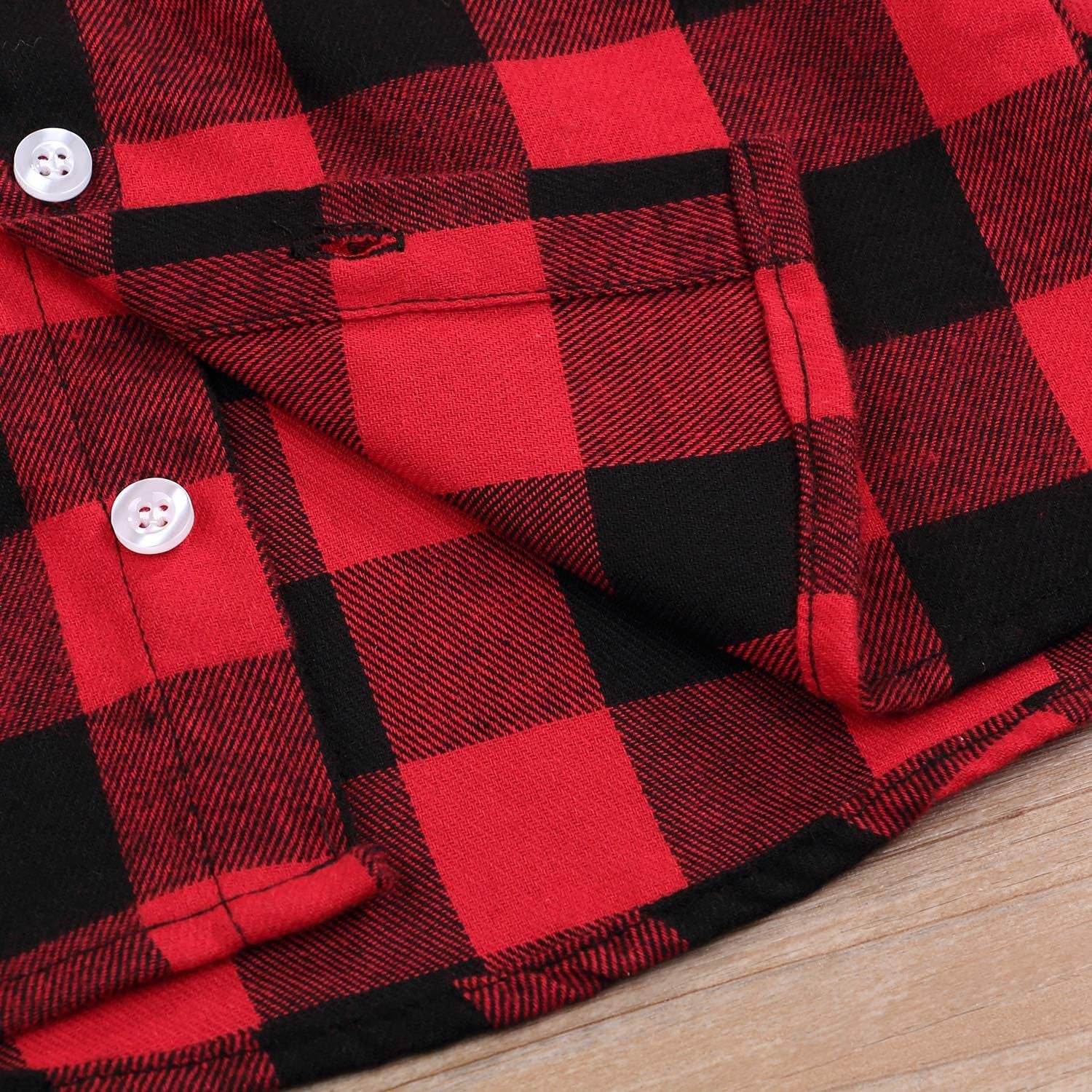 Kids Little Boys Girls Baby Long Sleeve Button down Red Plaid Flannel Shirt Plaid Girl Boy NB-6T