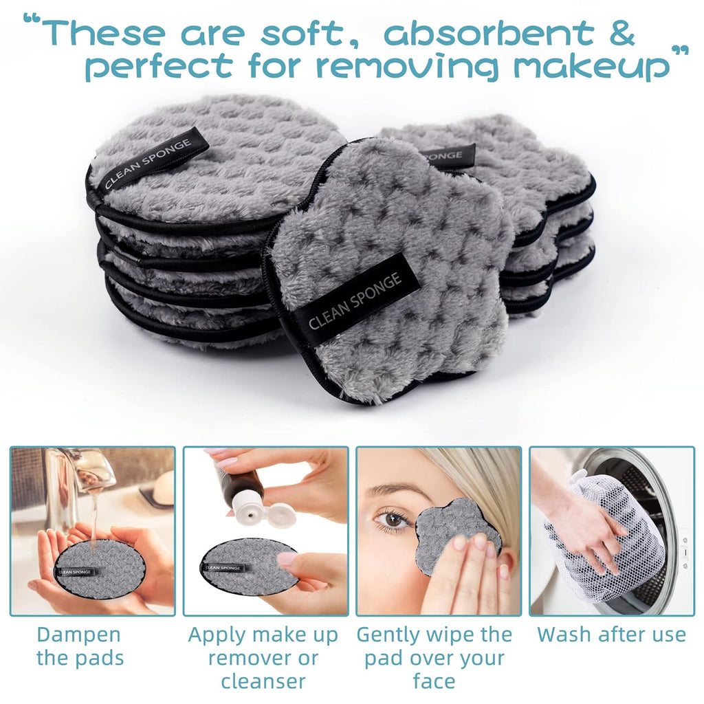8 Pack Reusable Makeup Removing Pads Face Cleansing Pads Face Eraser Removing Cleaning Puff Soft Chemical-Free Facial Cotton Pads with Laundry Bag 4.7" Dia
