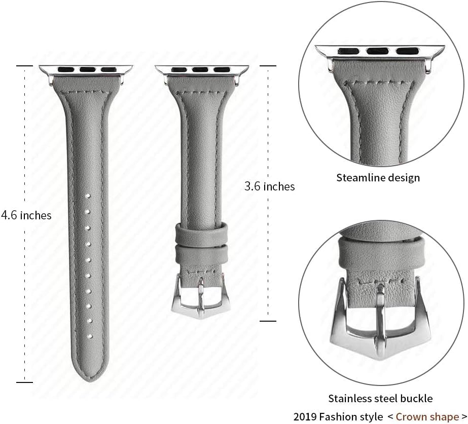 Leather Bands Compatible Apple Watch Bands for Women 38Mm 40Mm 41Mm 42Mm 44Mm 45Mm 46Mm 49Mm, Top Grain Leather Band Replacement Strap for Iwatch Ultra SE SE2 Series 11 10 9 8 7 6 5 4 3 2 1