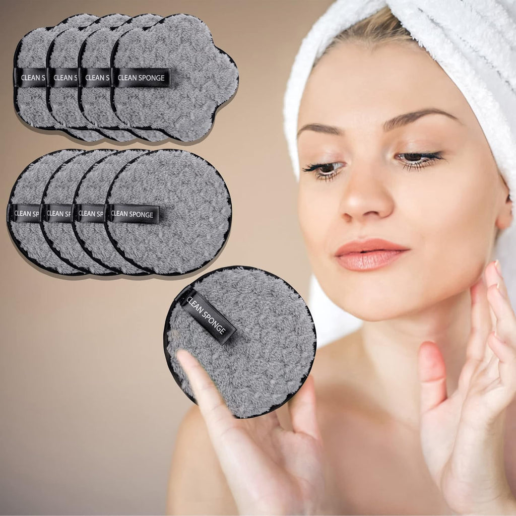 8 Pack Reusable Makeup Removing Pads Face Cleansing Pads Face Eraser Removing Cleaning Puff Soft Chemical-Free Facial Cotton Pads with Laundry Bag 4.7" Dia