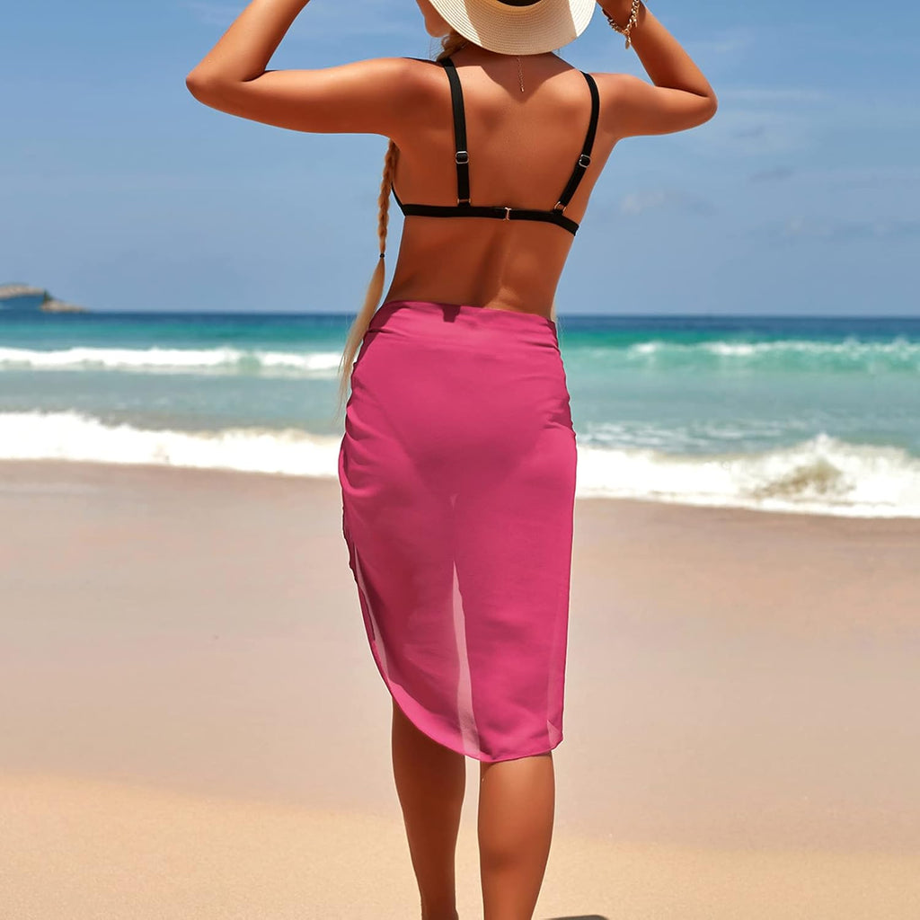 Beach Wrap Skirt for Women Short Sarong Sheer Bikini Swimwear Cover Ups