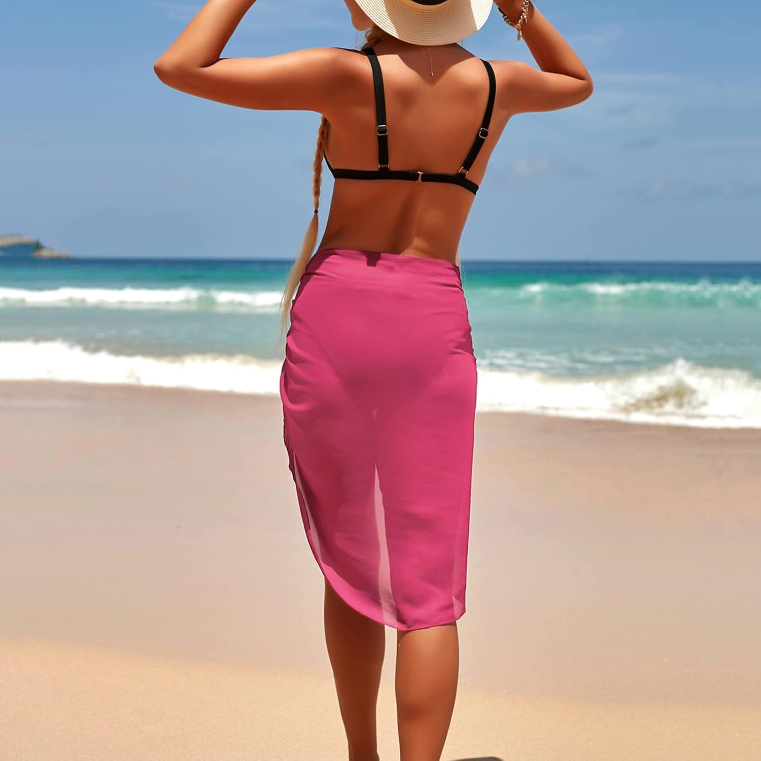 Beach Wrap Skirt for Women Short Sarong Sheer Bikini Swimwear Cover Ups