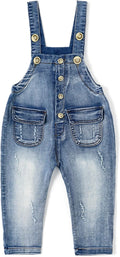 Baby & Little Boys/Girls Blue & Black Denim Overalls,Jean Workwear