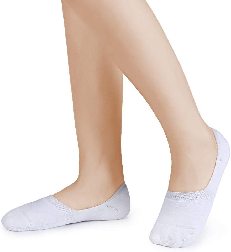 6 Pairs Unisex Thick Cushion Athletic Cotton Non Slip Low Cut Flat Liner No Show Socks