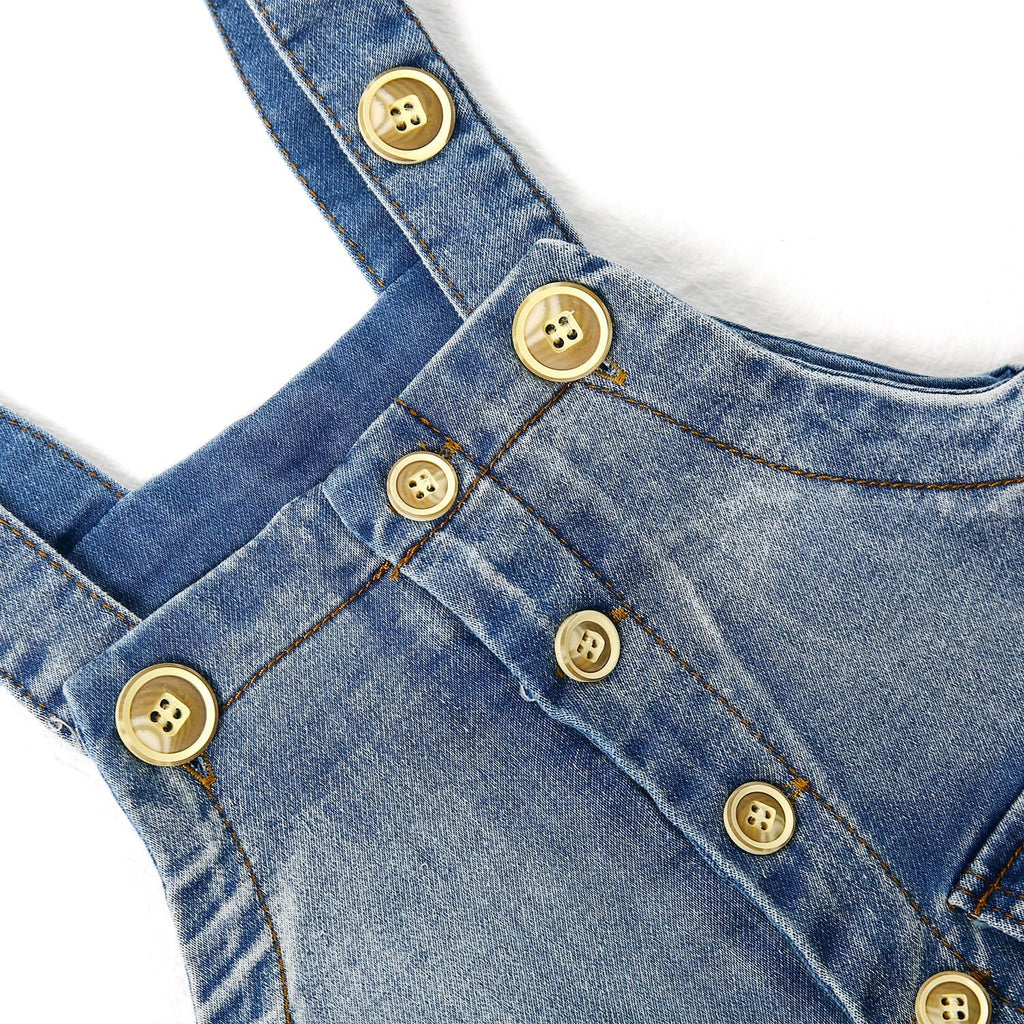 Baby & Little Boys/Girls Blue & Black Denim Overalls,Jean Workwear