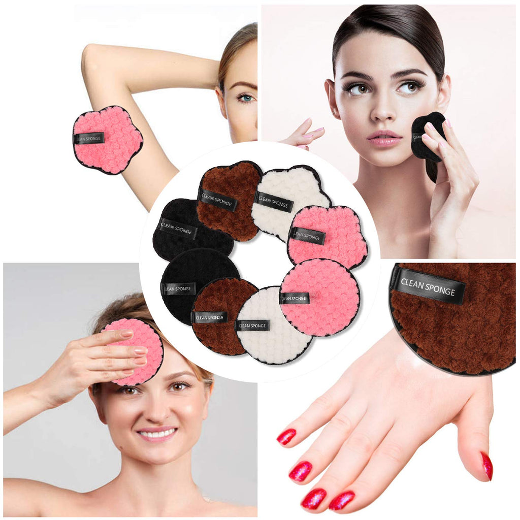 8 Pack Reusable Makeup Removing Pads Face Cleansing Pads Christmas Gifts Face Eraser Removing Cleaning Puff Soft Chemical-Free Facial Cotton Pads with Laundry Bag 4.7" Dia