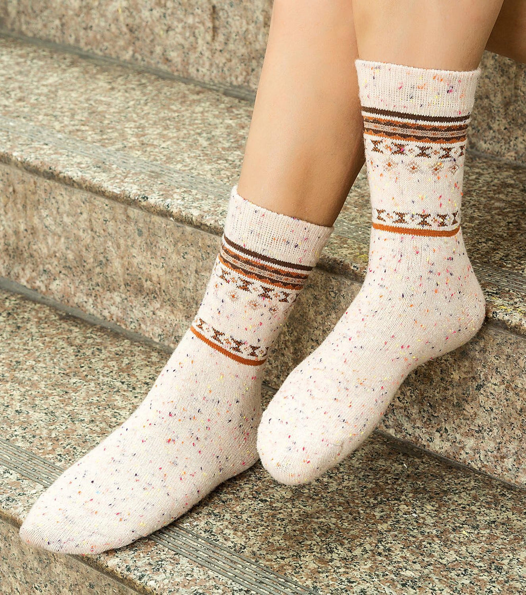 6 Pairs Womens Wool Socks Thick Knit Warm Casual Wool Cozy Crew Winter Socks Christmas Gifts