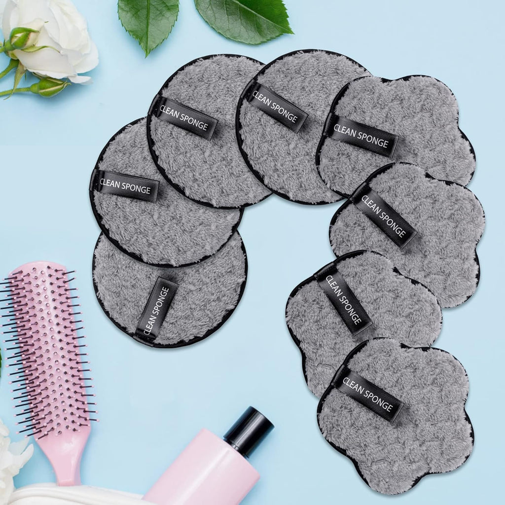 8 Pack Reusable Makeup Removing Pads Face Cleansing Pads Face Eraser Removing Cleaning Puff Soft Chemical-Free Facial Cotton Pads with Laundry Bag 4.7" Dia