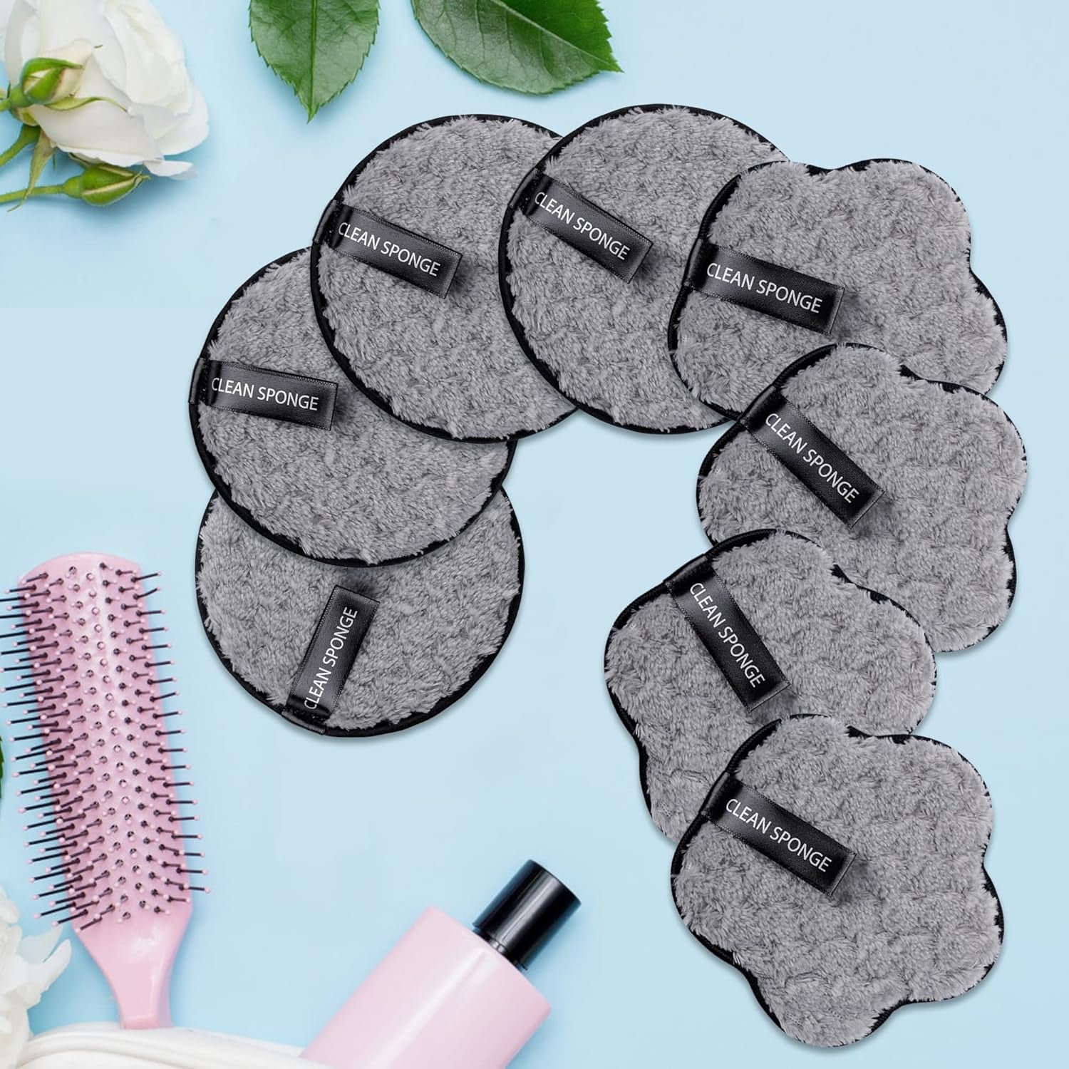 8 Pack Reusable Makeup Removing Pads Face Cleansing Pads Face Eraser Removing Cleaning Puff Soft Chemical-Free Facial Cotton Pads with Laundry Bag 4.7" Dia